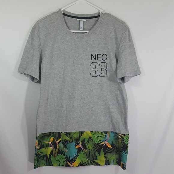 Adidas Neo 33 Tropical Print Men'sHawaiian T Shirt Adidas Neo 33 Tropical Print Men'sHawaiian T Shirt